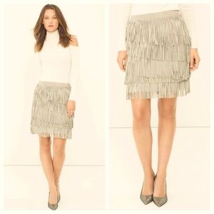 White House Black Market Fringe Skirt - Cream